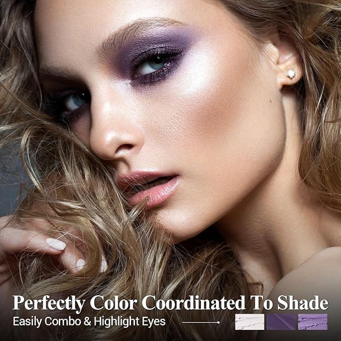 Neutral Eyeshadow Stick Makeup 6PCS Set, Pink and Purple Metallic Shimmer Matte Cream Eye Shadow Eyeliner Brightener Pencil Crayon - PURPLE MARTINI-Velvo Beauty
