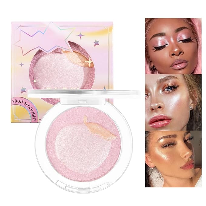 Highlighter Makeup Palette Face Highlighter Palette Glitter Highlighter Powder Palette Iluminadores de Maquillaje for Face Highlighters & Illuminator (Pink)-Velvo Beauty