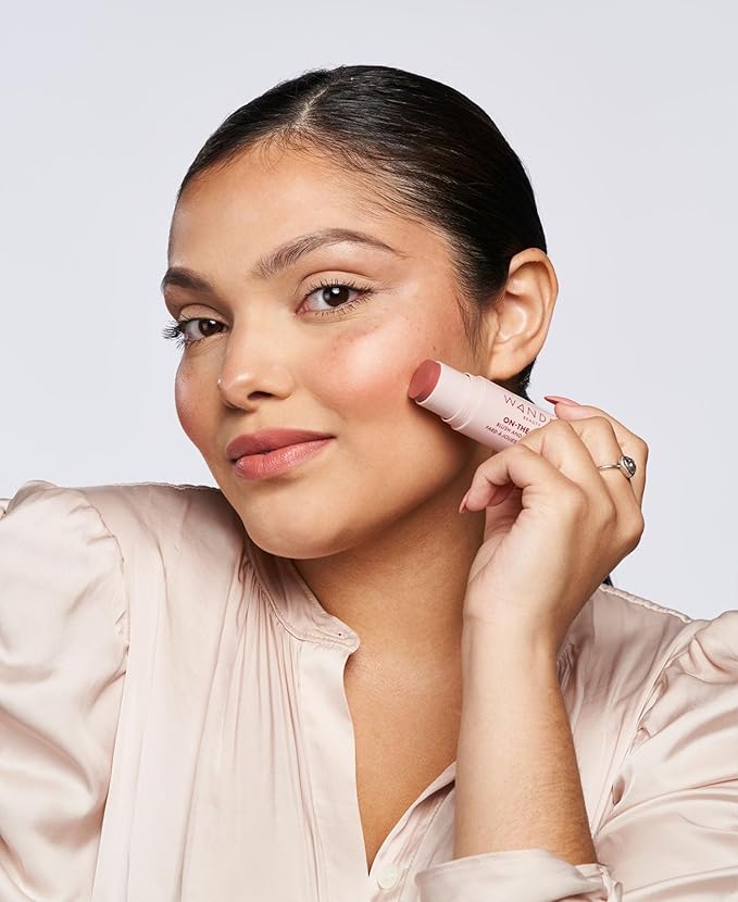 Wander Beauty On-the-Glow Blush and Illuminator - Bare/Nude Glow - 7-in-1 Hydrating Cream Blush & Highlighting Stick - Stick Blush for Cheeks, Lip, Face & Body - Highlighter Makeup & Blush - 0.4 oz-Velvo Beauty