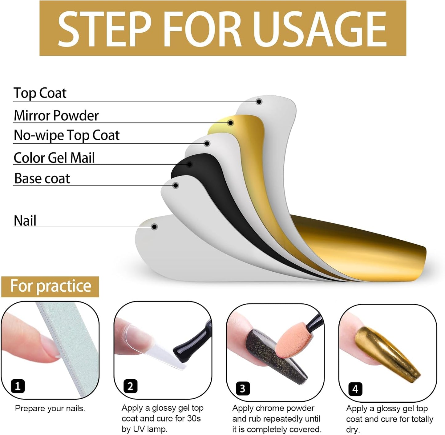 Artdone Chrome Nail Powder, Gold Iridescent Aurora Powder Metallic Mirror Effect Pigment Pearlescent Mermaid Pigment Pearl Glitter Dust Kit, Nail Art Decoration, Resin Craft-Velvo Beauty