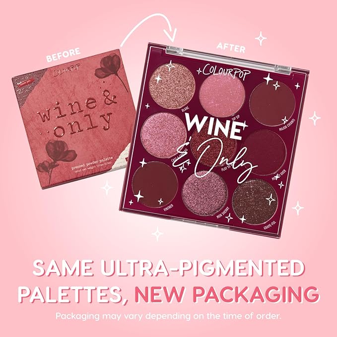 ColourPop Wine & Only Eyeshadow Palette - Deep Red & Burgundy Eye Makeup Palette with Matte, Metallic and Matte Sparkle Finishes - High-Pigment Eye Makeup with a Long-Wearing Formula (0.3 oz)-Velvo Beauty