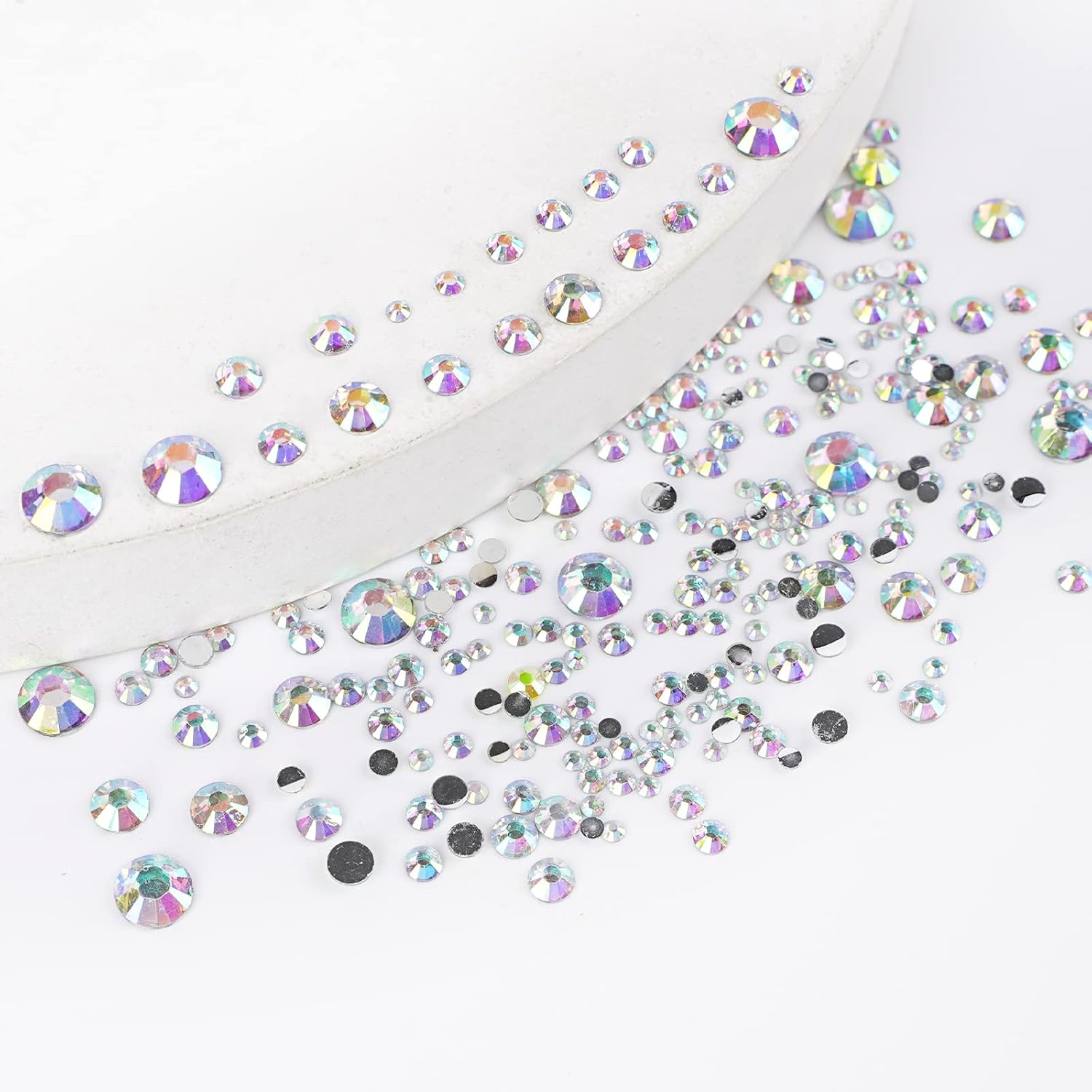 Canvalite 2784Pcs Flat Back Gems, Rhinestones with 5Pcs Jewelry Glues, Pick Up Tweezers and Rhinestones Picker Dotting Pen, Nail Art Tools for Nails, Clothes, Face, Craft-Velvo Beauty