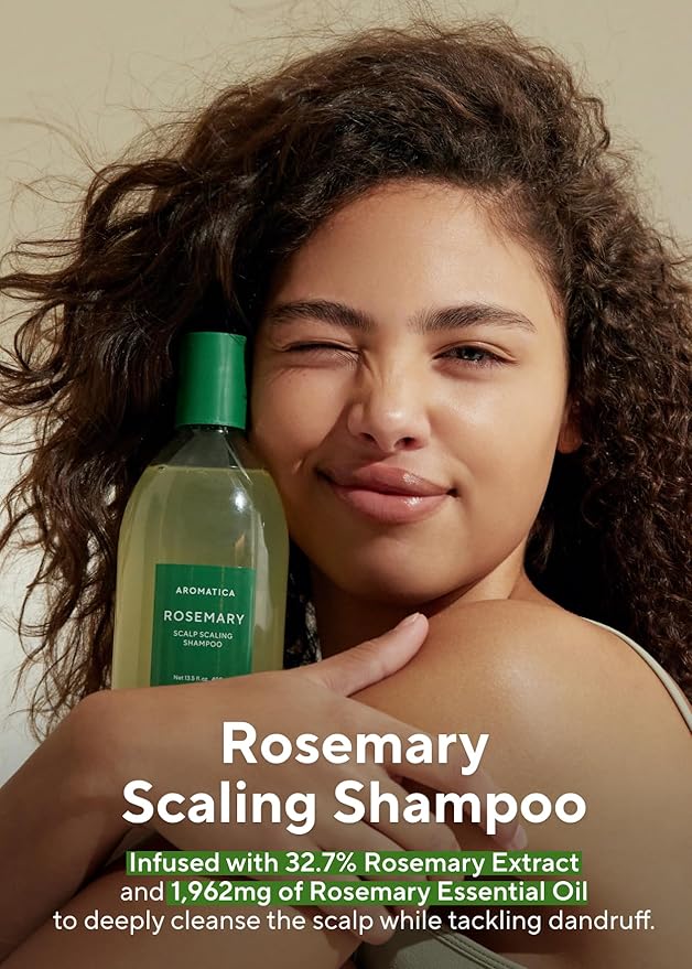 AROMATICA Rosemary Scalp Scaling Shampoo - Korean Hair Care with Thinning Hair Loss Natural Rosemary Essential Oil for Women - Vegan Hair Growth - Free from Sulfate, Silicone, and Paraben (13.53 oz)-Velvo Beauty