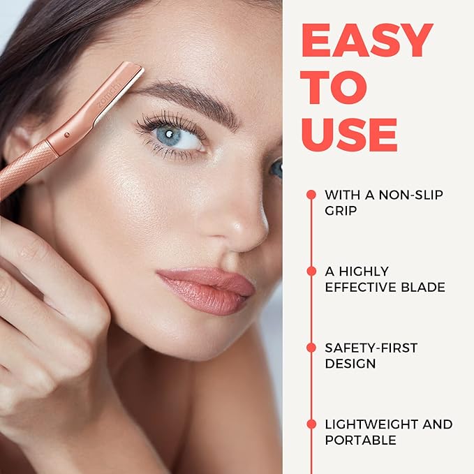 ZOMCHI Eyebrow Razor, Face Razors for Women&Men, Eyebrow Trimmer Shaper with Precision Cover,Facial Shaver with 6 Blades (Rose Gold)-Velvo Beauty