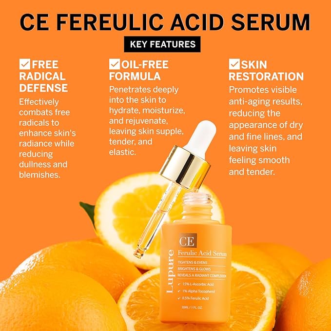 Vitamin C Face Serum: Anti Aging Super Vit C Facial Serum with Ferulic Acid Pure L-Ascorbic Acid, Vitamin E and Hyaluronic Acid for Dark Spots and Skin Care-Velvo Beauty