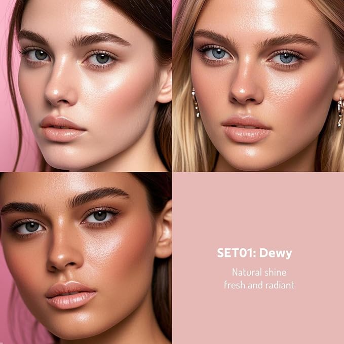 Multi Cream Blush & Blush Brush Set, Korean Makeup Blush for Cheeks, Multi-Use Face Balm, Lightweight & Hydrating, Blendable Color, Non-Greasy, Soft Bristles for Radiant Finish (Dewy)-Velvo Beauty