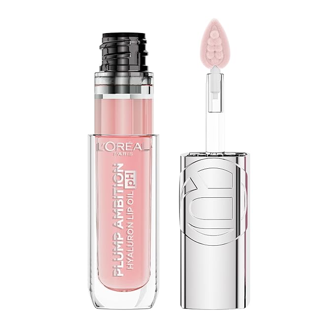 L'Oreal Paris Plump Ambition pH Hyaluron Lip Oil, Color Shifting Lip Tint with 24HR Hydration, Volumizing Shine and Lasting Color, 020 pH Rosé-Velvo Beauty