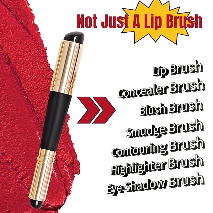 Dual Ended Silicone Lip Brush with Lid, Jelly-like Lip Makeup Brush, Versatile Makeup Applicator for Lips, Concealer, Contour, Blush, Bronzer, and Eyes, 1 count-Velvo Beauty