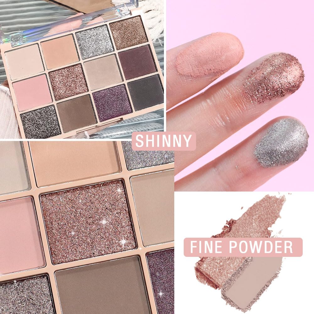Eye Shadow Palette,Nude Silver Gray Cream Eyeshadow Makeup Pallets for Women Natural Eyeshadows for Eyes Long Lasting Naturing-Looking-Velvo Beauty