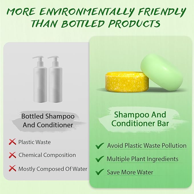 POP MODERN.C Rosemary Solid Shampoo and Conditioner Bar Set for Hair Growth, Moisturizing, 160g, 2.8219 Ounce, 2x80g Soaps, 2 Wooden Holder, Mother's Day Gift-Velvo Beauty