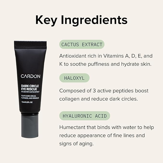 Cardon | Dark Circle Rescue for Men and Women | Under Eye Roller Eye Stick Massager for Puffy Eyes, Dark Circles, Bags, Wrinkles | Made with Peptides, Niacinamide, Hyaluronic Acid-Velvo Beauty