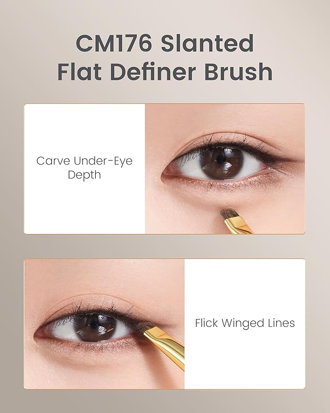Desert Oak Series Aegyo-Sal Brush Duo - Under-Eye Highlight & Contour Set with Pony Hair, Bubinga Handle (CM175 + CM176)-Velvo Beauty