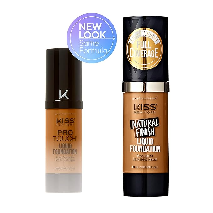 Kiss New York Professional Liquid Foundation - Lightweight and Hydrating Formula, Natural Finish, Control Shine, Cover Pores, Medium to Full Coverage, Green Tea Extract (Classic Tan)-Velvo Beauty