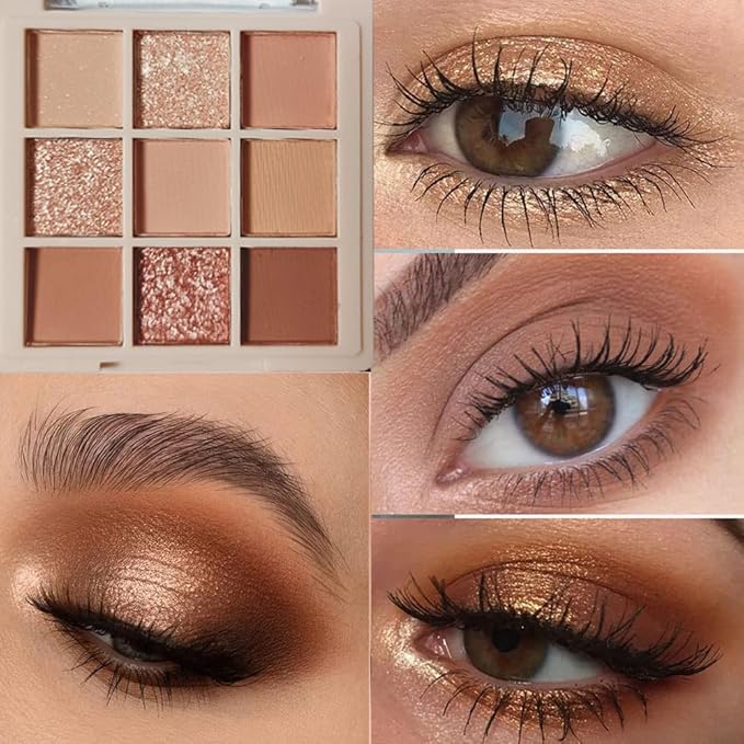 Eyeshadow Palette Makeup- 9 Colors Naked Eyeshadow Palette Matte Shimmer Korean Natural Eye Shadow palettes Highly Pigmented Naturing-Looking Long Lasting (#03)-Velvo Beauty