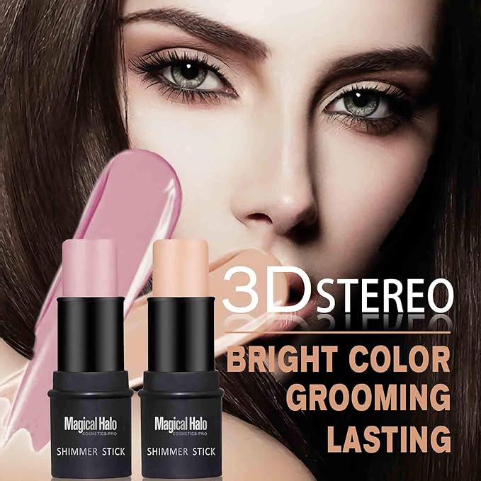 4 Pcs Cream Contour Foundation Stick, Highlighter & Bronzer Pen, Face Brightens & Shades Pencil, Highlighting Shade Longwear Makeup, Highlight Bronzer Shaping Trimming Stick Cream-Velvo Beauty
