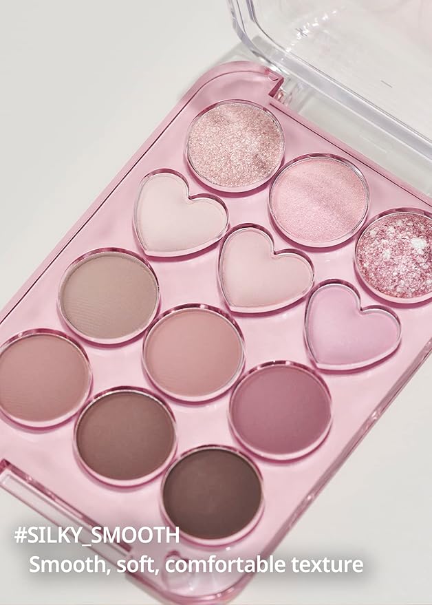 COLORGRAM Pin Point Eyeshadow Palette 02 Pink+Mauve= | Ultra-Blendable Matte, Glitter, Shimmer Shades for Daily Makeup | K-Beauty Eye Palette with Easy-to-Use Calculator Design-Velvo Beauty