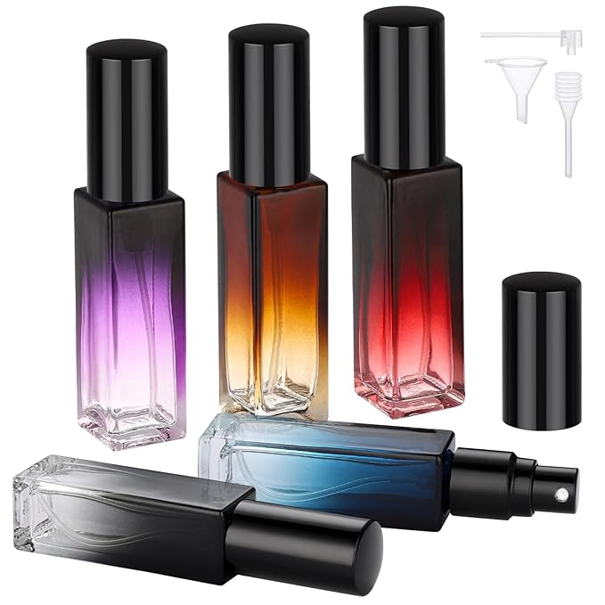 Segbeauty 0.34oz Perfume Atomizer for Travel, 5pcs Glass Refillable Perfume Spray Bottle, 10ml Mini Travel Size Cologne Sprayer Portable, Small Cologne Bottles with Clear Transfer Tool Set-Velvo Beauty