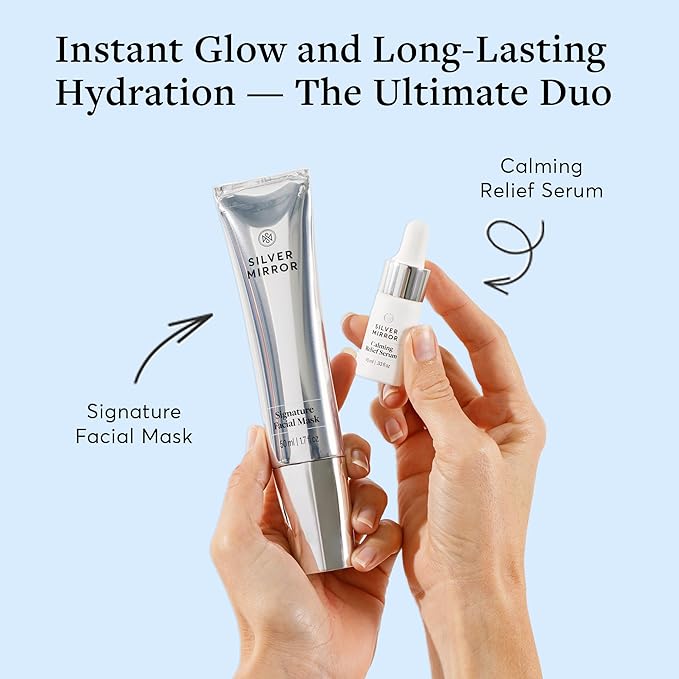 Signature Facial Mask (1.7 fl oz) & Serum (0.33 fl oz), Skin Care Set, 2-Step Face Tightening and Lifting Skincare, Anti Wrinkle, with Hyaluronic Acid, for Instant Face Lift-Velvo Beauty