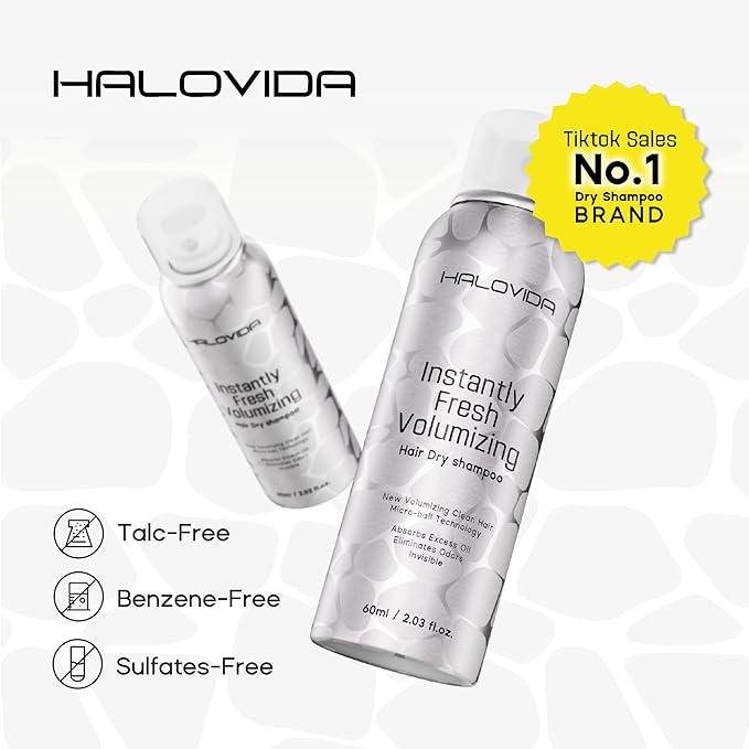 Dry Shampoo for Women, Travel Size Dry Shampoo Spray for Dark Hair Leaves No White Residue, Absorb Oils, Volumizing & Refresh Hair for 72 Hours, 2.03 Fl Oz-Velvo Beauty