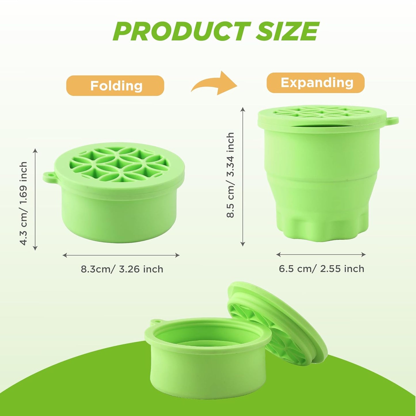 Makeup Brush Cleaner - Foldable Silicone Makeup Brush Cleaner Mat with Brush Storage Holder Makeup Brush Cleaning Bowl Cosmetic Brush Washing Tool for Cleaning Organizer and Drying (Green)-Velvo Beauty