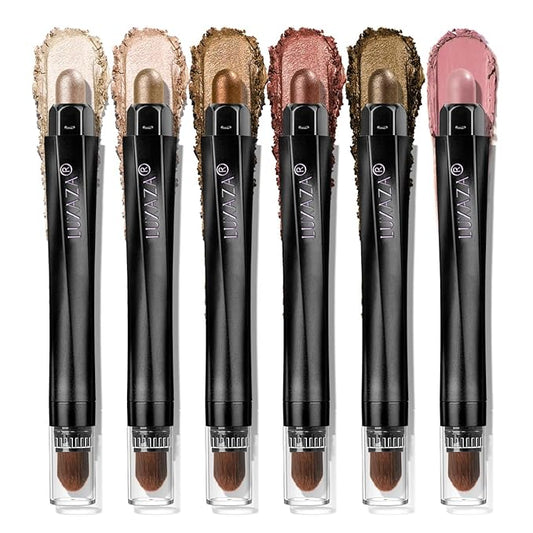 BROWN NEUTRAL Eyeshadow Stick Makeup 6PCS Set, Metallic Shimmer Matte Cream Eye Shadow Eyeliner Brightener Pencil Crayon - BROWN NEUTRAL-Velvo Beauty