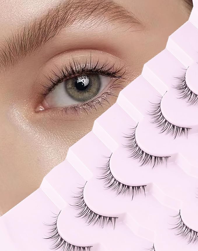 Onlyall Natural Lashes Short Eyelashes Wispy Lashes Natural Look Soft False Eyelashes False Eye Lashes Faux Mink Eyelashes 7 Pairs D2-Velvo Beauty