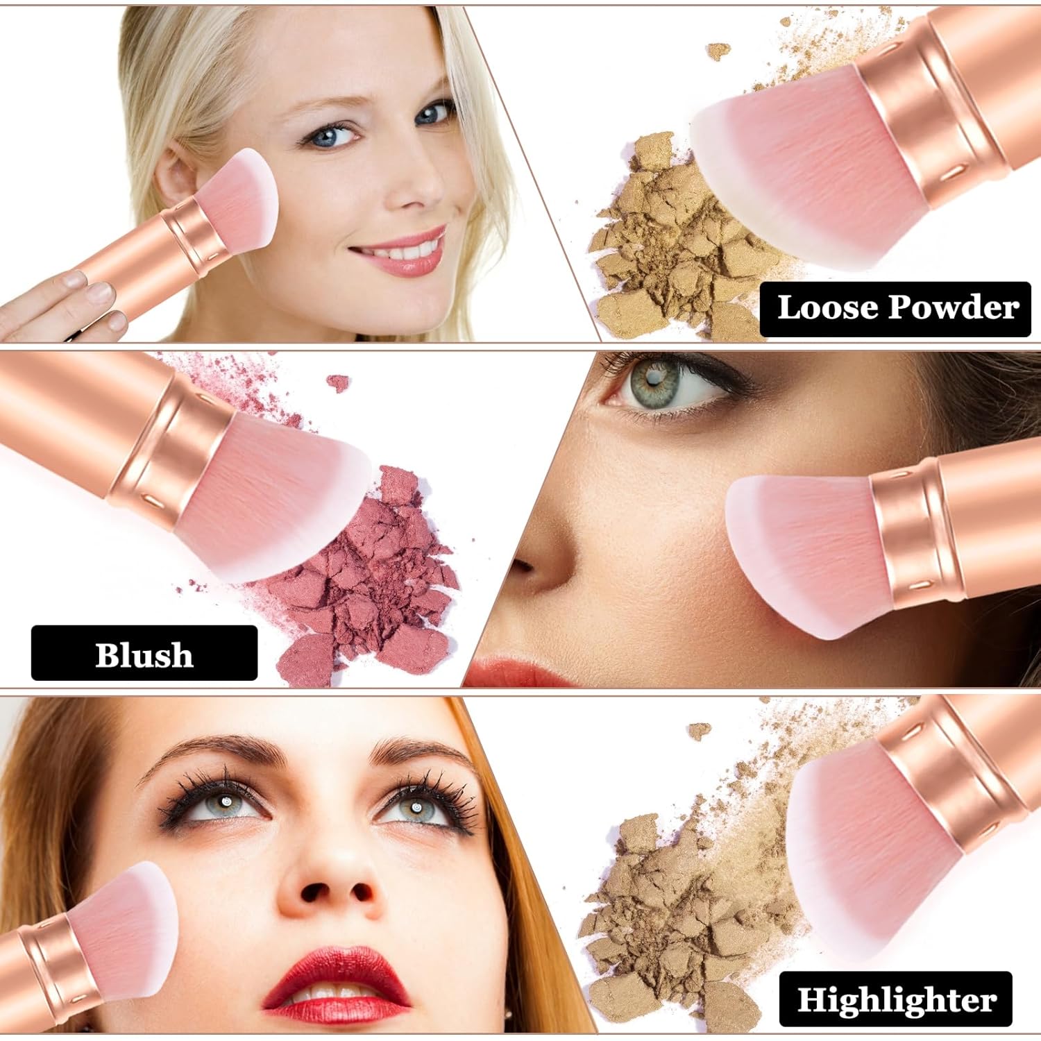 Falliny Retractable Kabuki Makeup Brush, Angled Travel Powder Blush Brush Foundation Makeup Brush with Cover for Blush, Sunscreen,Bronzer, Buffing, Concealer,Highlighter, Powder Cosmetics-Velvo Beauty