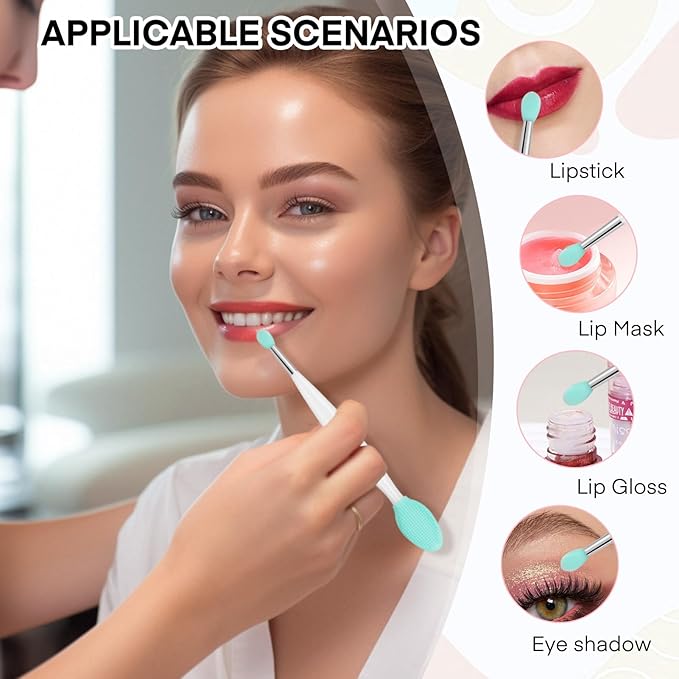 Unaone Lip Scrub Brush - 3 PCS Dual-ended Lip Scrubber Exfoliator and Silicone Lip Brush, 3-in-1 Silicone Lip Scrub Tool Lip Mask Applicator, Gentle Exfoliator & Applicator for Soft-Velvo Beauty