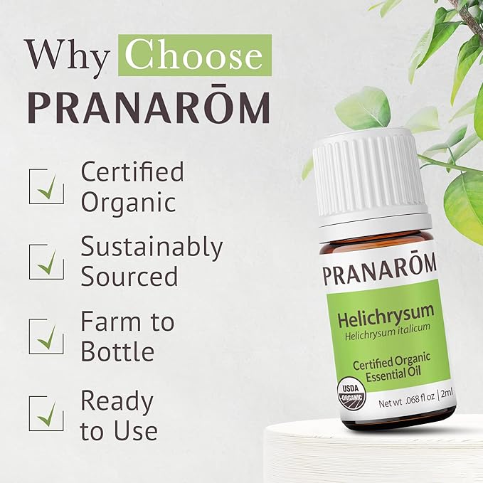 Pranarom USDA Certified Organic Helichrysum Essential Oil (2ml), 100% Pure Natural Therapeutic Grade for Skincare, Lotions, Aromatherapy, Diffusion, and Wellness-Velvo Beauty