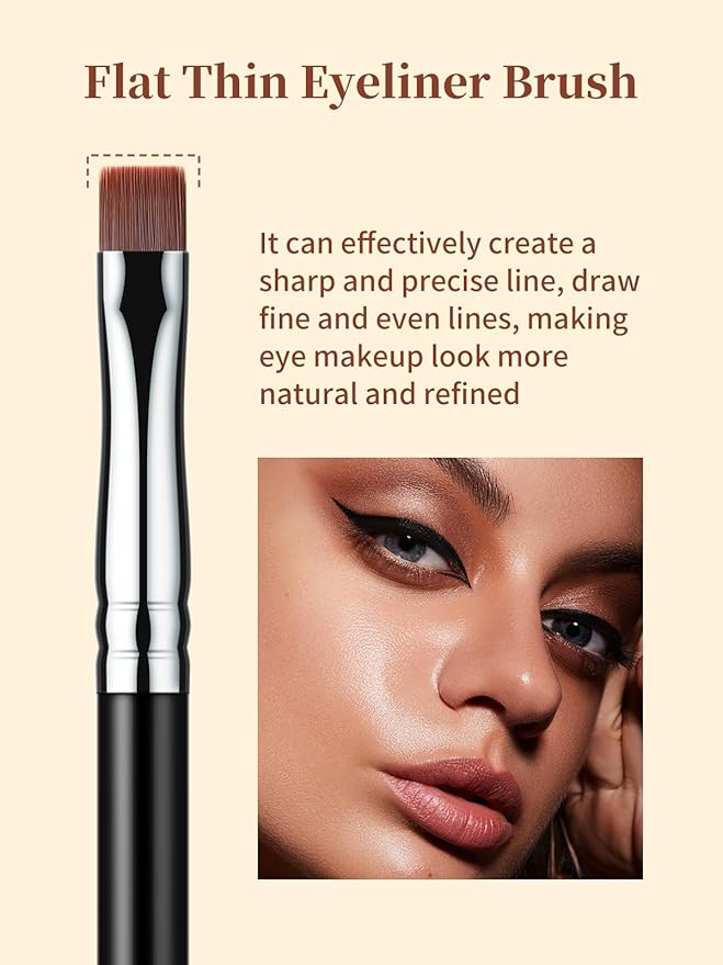 EIGSHOW Flat Eyeliner Brush, Professional Precise Eyebrow Concealer Brush for Sharp Defined, Eye Liner Application with Gel Liquid Cream Powder (E808)-Velvo Beauty