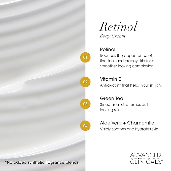 Advanced Clinicals Retinol Cream + Hyaluronic Acid Lotion Face & Body Skin Care. Anti Aging Dry Skin Rescue Creams Reduce Appearance Of Wrinkles, Fine Lines, & Sagging Skin, 16 Oz (Pack of 2)-Velvo Beauty