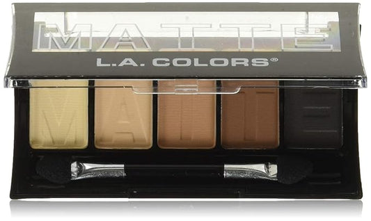 L.A. COLORS 5 Color Matte Eyeshadow Palette, Brown Tweed CEM472-Velvo Beauty