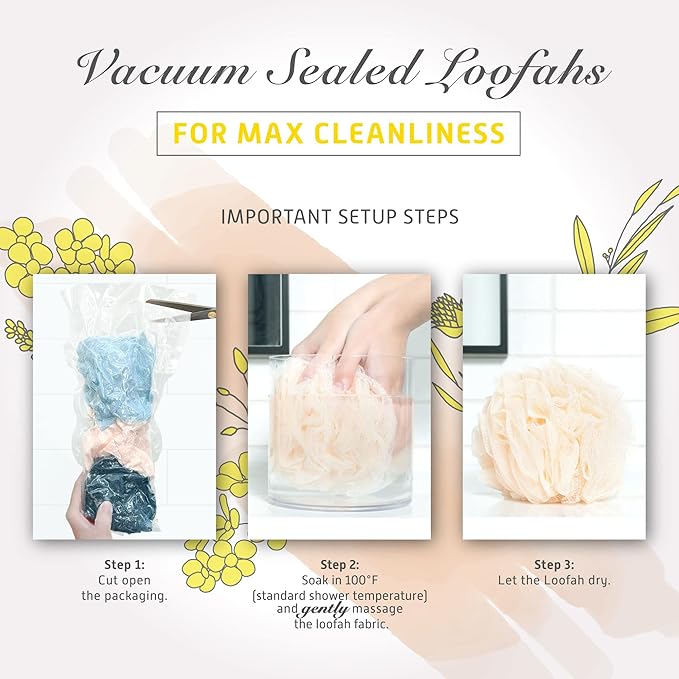 Spongentle Dual Texture Deep Cleansing Loofah Sponge for Radiant Skin, Pack of 3, Bath and Shower, Exfoliating Body Scrubber, Beautiful Colors for Women and Men-Velvo Beauty