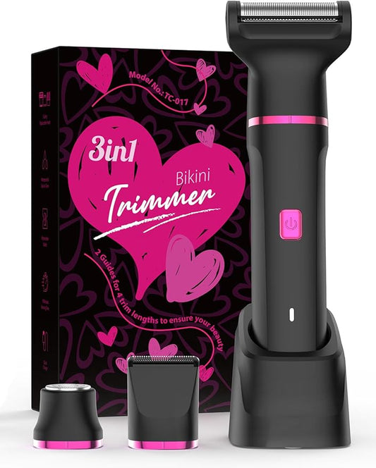 Bikini Trimmer for Women - Waterproof Wet & Dry Electric Foil Shaver for Private Area, Rechargeable Dock, Painless Smooth Shaving & Trimming of The Body, Face, Underarm, Legs, Tiktok Trend Items-Velvo Beauty