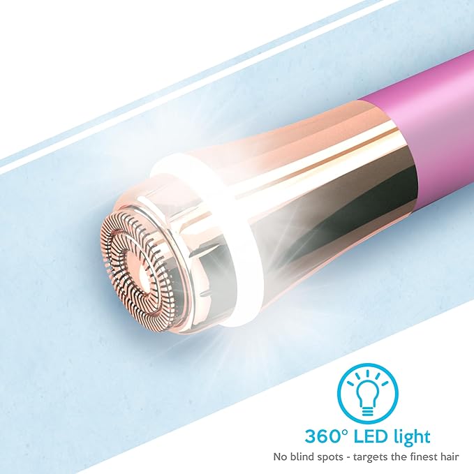 Facial Hair Remover for Women Painless Flawless Electric Razor Epilator Trimmer Shaver with 18K Gold-Plated, 16mm Dual Ring Floating Head, USB Rechargeable, 360° LED for Face Lip Hair Removal-Velvo Beauty