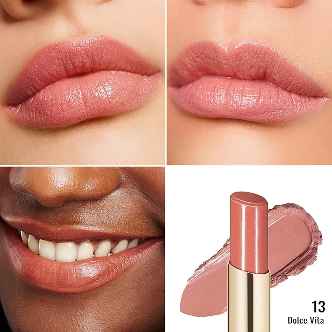 Oulac Moisturizing Shine Pink Peach Lipstick for Women - 2 in 1 Pink Peach Glossy Tinted Lip Balm, Hydrating Winter Lipstick for Dry Lips,Shine Juicy Finish Vegan 2.2g/0.07oz (G13)-Velvo Beauty