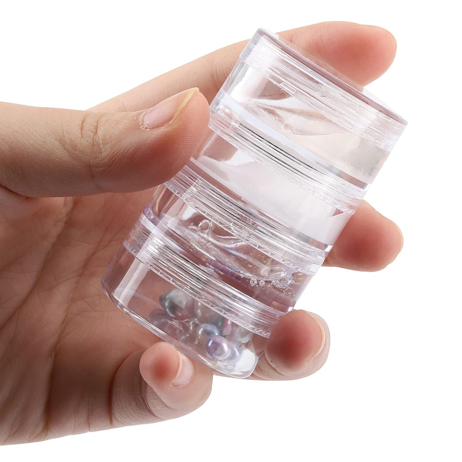 5 Set (20 Pieces) Stackable Cosmetic Containers with Screw Lids and Labels,10 Grams Clear Plastic Empty Jars Small Makeup Sample Containers for Beauty Products-Velvo Beauty