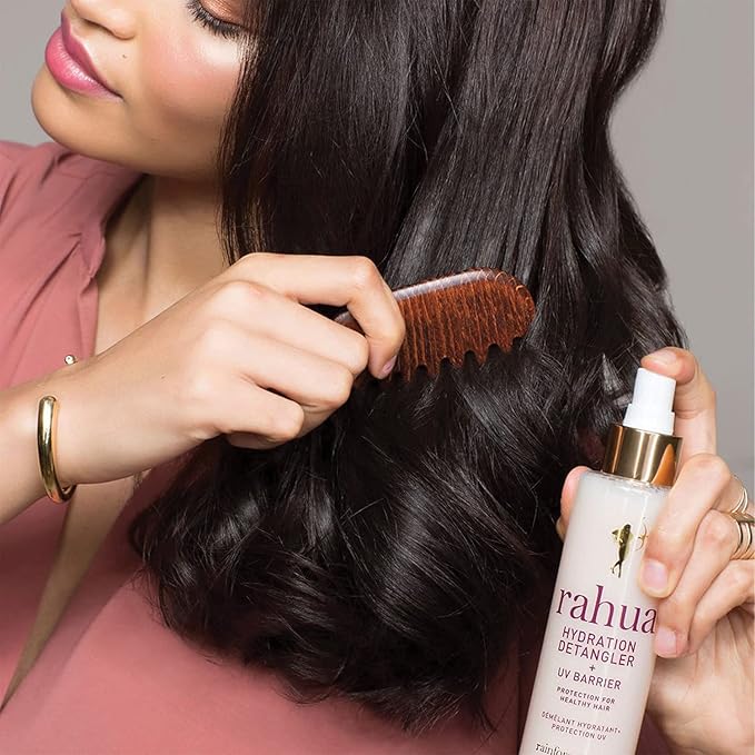 Rahua Hydration Detangler Spray + UV Barrier, 6.5 Fl Oz, Detangling Leave in Hair Care Softens Hair, Smooths Frizz, Supports Breakage & Damage, Conditioning for Brushable Shiny Hair, All Hair Types-Velvo Beauty