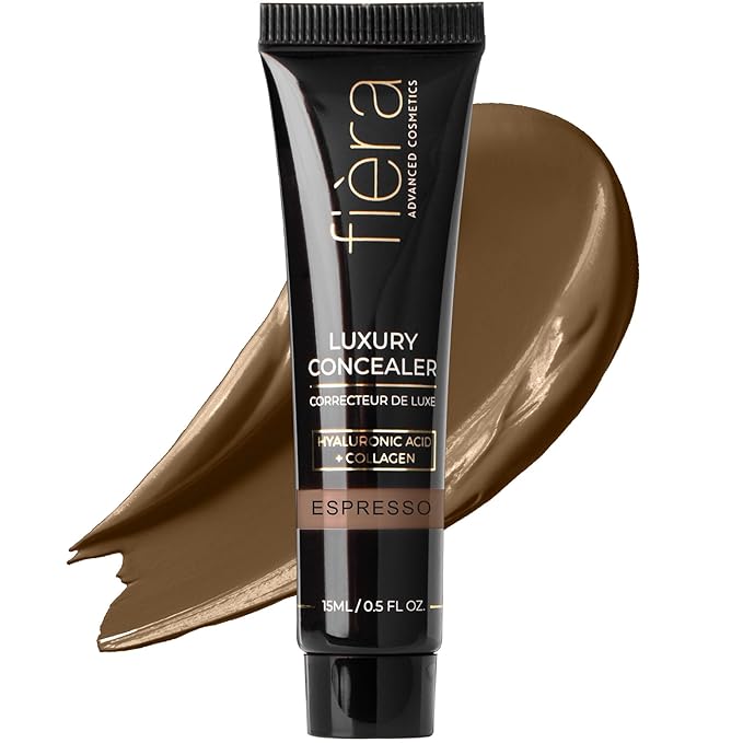 Fièra Luxury Concealer with Anti-Aging - All Day Coverage for Dark Circles, Fine Lines, Wrinkles & Spots - Espresso, 0.5 Ounce-Velvo Beauty