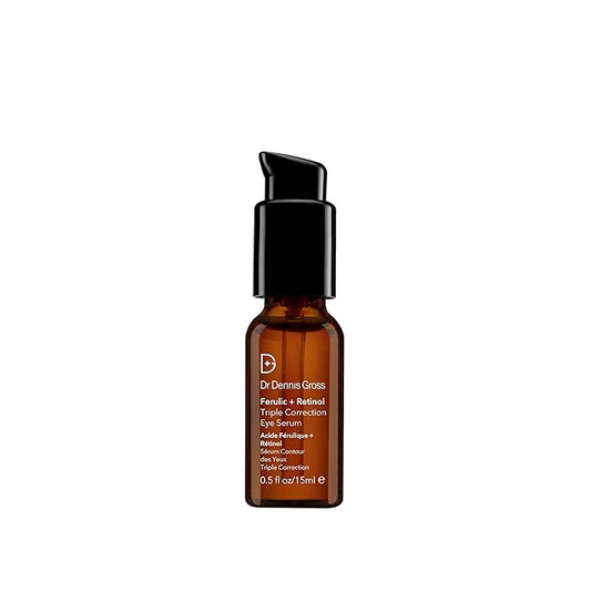 Dr. Dennis Gross Ferulic + Retinol Triple Correction Eye Serum: for Wrinkles, Loss of Elasticity, and Rough Texture, 0.5 fl oz-Velvo Beauty