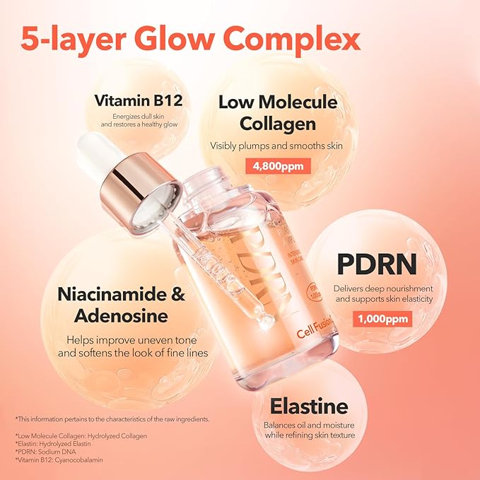 Cell Fusion C Collagen PDRN Ampoule, Salmon DNA PDRN Face Serum for Glow, Collagen, Niacinamide, Hydrating & Firming, Uneven Skin Tone, 1.18 fl.oz. / 35ml-Velvo Beauty