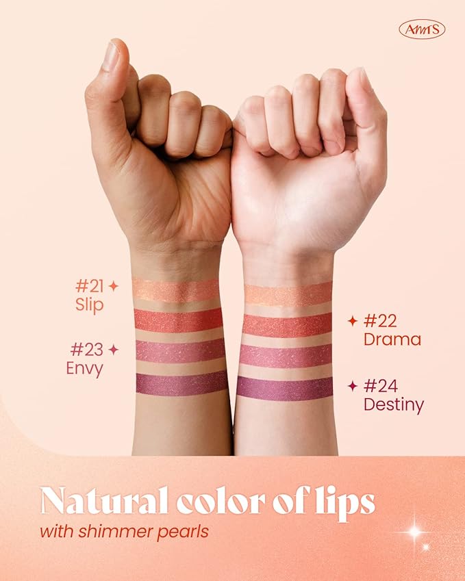 AMTS Tinted Lip Balm - Drama | Hydrating Glitter Lipstick | Pearl Shimmering Daily Lip Makeup for dry, cracked, chapped lips | korean beauty Moisture Lip Tint-Velvo Beauty