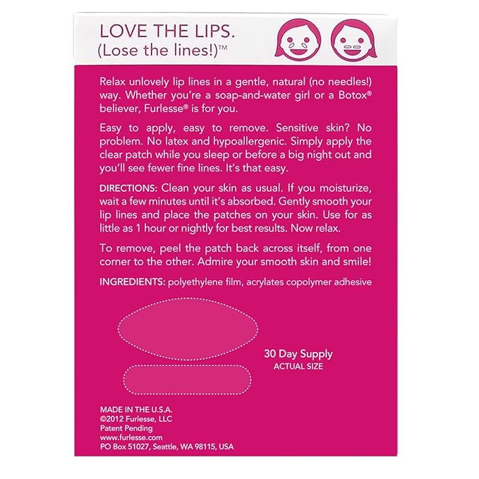 Furlesse Lip-Sticks Wrinkle Patches, Overnight Anti-Wrinkle Patches for Smile Lines, Fine Lines, and Expression Lines, Non-invasive Lip Patches, Anti-aging Skincare, 120 Patches, 30-Day Use-Velvo Beauty