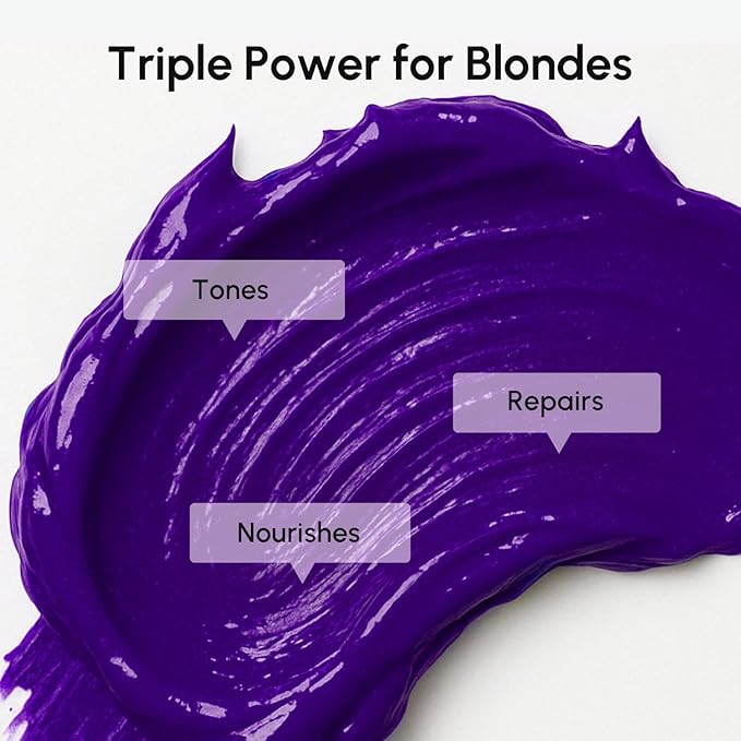 MAREE Purple Hair Mask - Toner for Blonde Hair - Purple Conditioner for Color Treated - Brassy, Bleached, Highlighted, Platinum, Ash and Silver - with Keratin – Matizador Para Cabello Rubio-Velvo Beauty