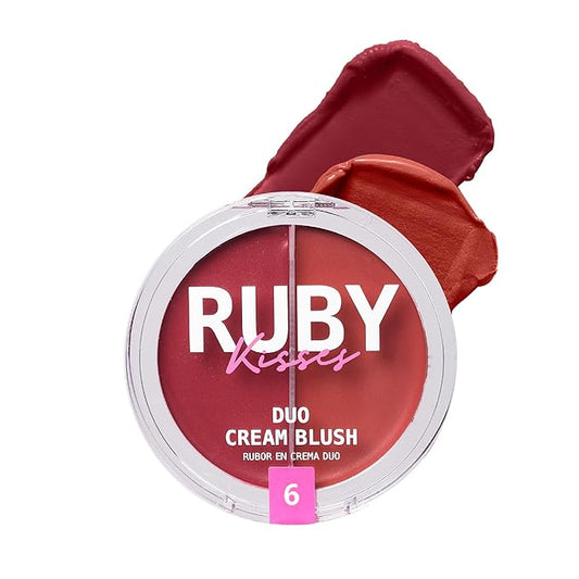 Ruby Kisses Duo Cream Blush, Smooth, Natural-Looking, Long-Lasting Face Makeup Blush for Cheeks, Lips, and Eyes, Buildable and Blendable, Infused with Green Tea, Aloe Vera Extract, and Hyaluronic Acid-Velvo Beauty