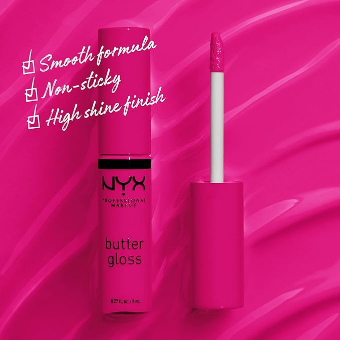NYX PROFESSIONAL MAKEUP Butter Gloss, Non-Sticky Lip Gloss - Summer Fruit (Hot Pink)-Velvo Beauty