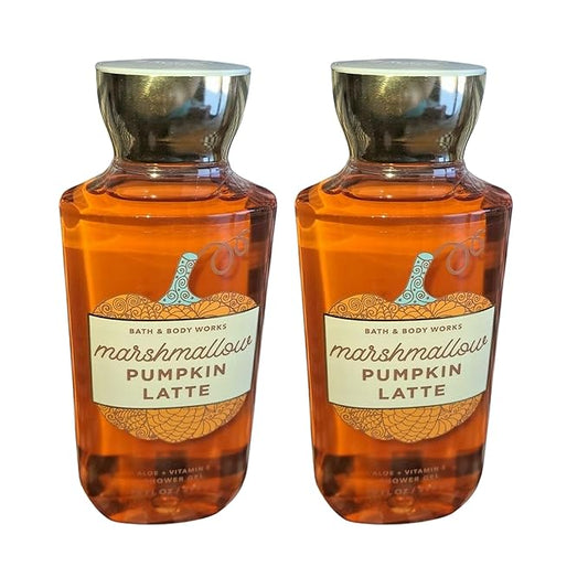 Bath and Body Works Gift Set of 2 - 10 Fl Oz Shower Gel (Marshmallow Pumpkin Latte), Multicolor-Velvo Beauty