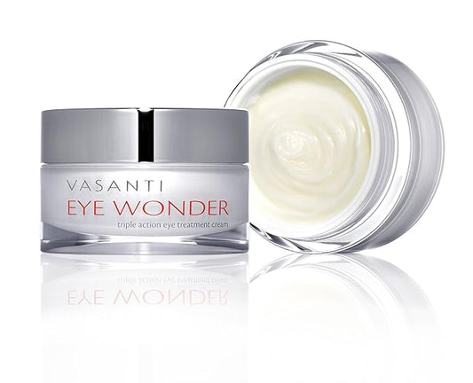 VASANTI EYE WONDER Triple Action Paraben-Free Eye Treatment Cream Clinically Proven Peptides & Botanicals - Helps with Dark Circles, Wrinkles, Puffiness (20mL)-Velvo Beauty