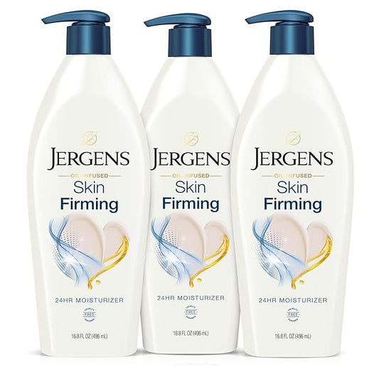 Jergens Skin Firming Body Lotion for Dry to Extra Dry Skin, Skin Tightening Cream with Collagen and Elastin, Dermatologist Tested, Hydralucence Blend Formula, 16.8 Oz, Pack of 3-Velvo Beauty