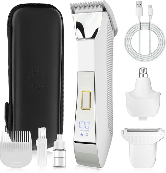 Karrte Women's Razors for Shaving Pubic Hair, 3-in-1 Wet & Dry Bikini Trimmer for Women's Private Area, Replaceable Ceramic Blade Head Electric Shaver with Travel Lock-Velvo Beauty